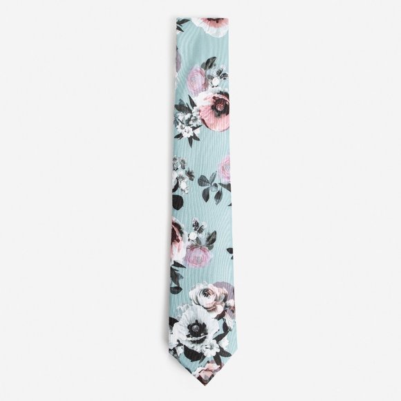 Express Other - Mint Blue Narrow Floral Tie